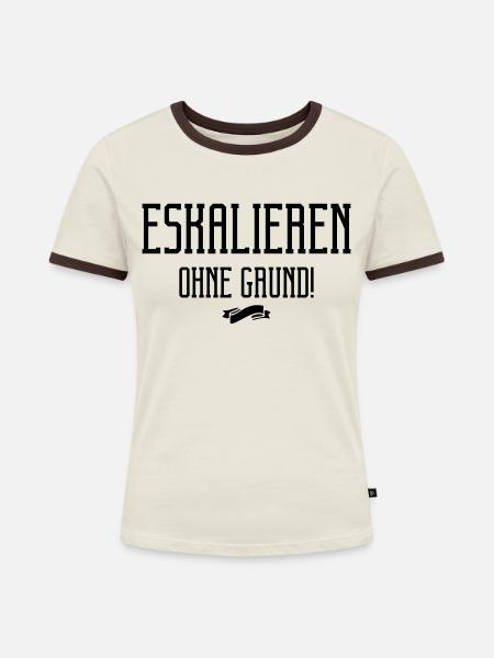 eskalieren ohne grund - Frauen Kontrast-T-Shirt - Off-White/Dunkelbraun