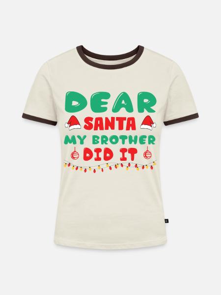 Lustiges Design für Weihnachten - Frauen Kontrast-T-Shirt - Off-White/Dunkelbraun