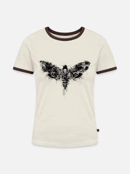 moth - Frauen Kontrast-T-Shirt - Off-White/Dunkelbraun