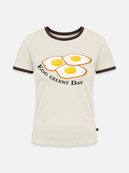 Egg celent Day - Frauen Kontrast-T-Shirt - Off-White/Dunkelbraun