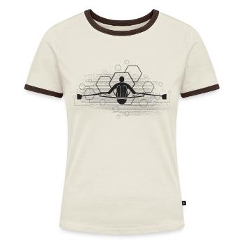 Rudern Rowing - Frauen Kontrast-T-Shirt - Off-White/Dunkelbraun - Vorne - AI Model Female 172 dark (172cm)