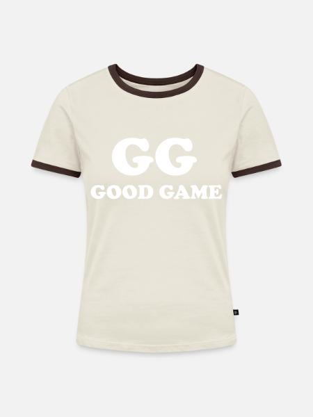 Game Gaming PC - Frauen Kontrast-T-Shirt - Off-White/Dunkelbraun