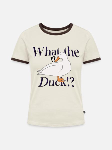 What the Duck!? - Frauen Kontrast-T-Shirt - Off-White/Dunkelbraun
