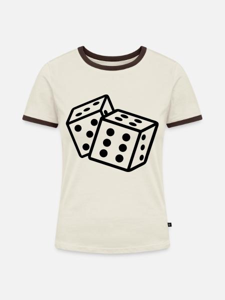 würfel - Frauen Kontrast-T-Shirt - Off-White/Dunkelbraun