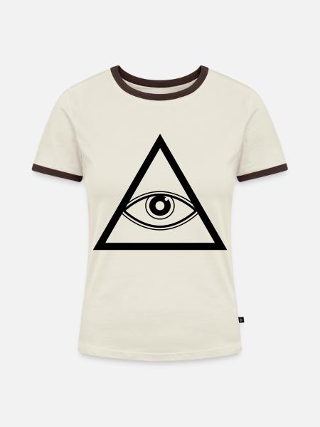 Dreieck - Frauen Kontrast-T-Shirt - Off-White/Dunkelbraun