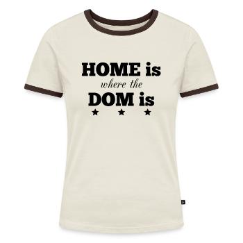 Kölner Dom - Frauen Kontrast-T-Shirt - Off-White/Dunkelbraun - Vorne - AI Model Female 172 dark (172cm)