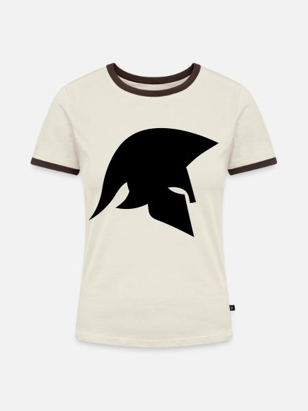 sparta - Frauen Kontrast-T-Shirt - Off-White/Dunkelbraun