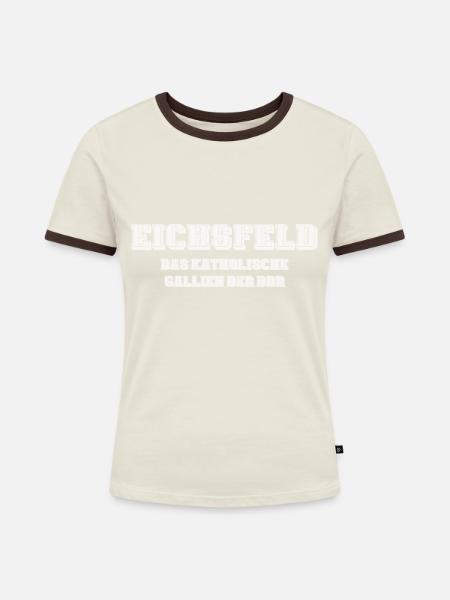 eichsfeld gallien - Frauen Kontrast-T-Shirt - Off-White/Dunkelbraun
