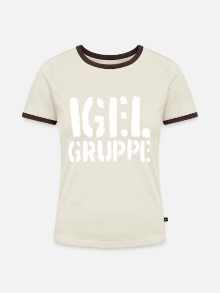 Igel Gruppe (Kindergarten) - Frauen Kontrast-T-Shirt - Off-White/Dunkelbraun