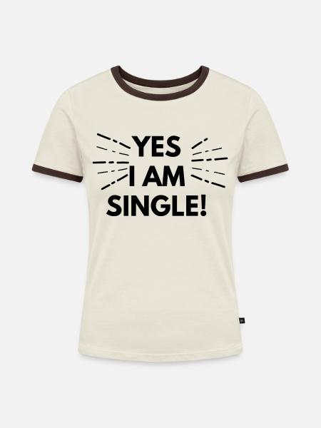 Single - Frauen Kontrast-T-Shirt - Off-White/Dunkelbraun