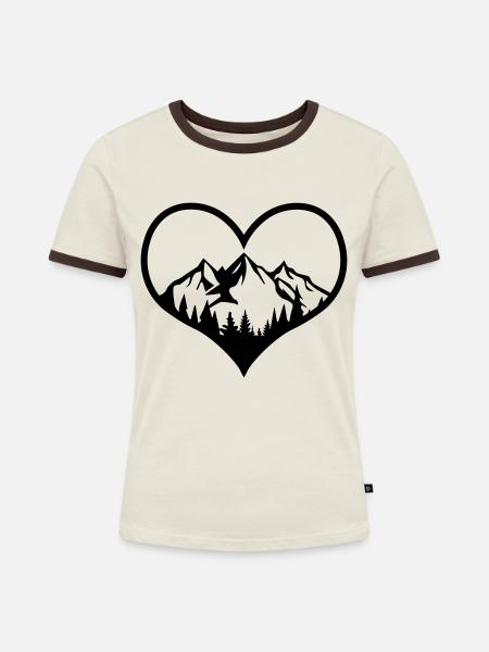 Gipfelliebe - Frauen Kontrast-T-Shirt - Off-White/Dunkelbraun
