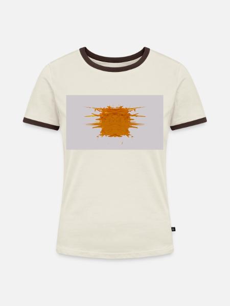 Splitter- Würfel - Frauen Kontrast-T-Shirt - Off-White/Dunkelbraun