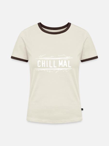 Chill mal - Frauen Kontrast-T-Shirt - Off-White/Dunkelbraun