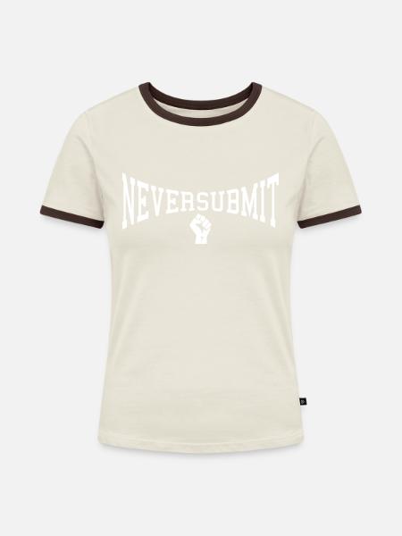NEVERSUBMIT GESCHLOSSENE FIST - Frauen Kontrast-T-Shirt - Off-White/Dunkelbraun