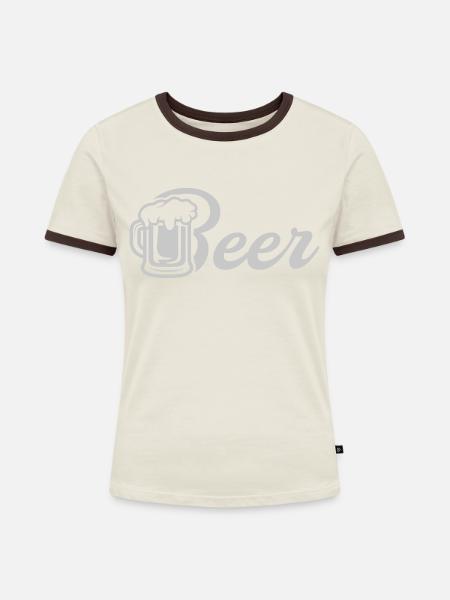 Maßkrug Beer - Frauen Kontrast-T-Shirt - Off-White/Dunkelbraun