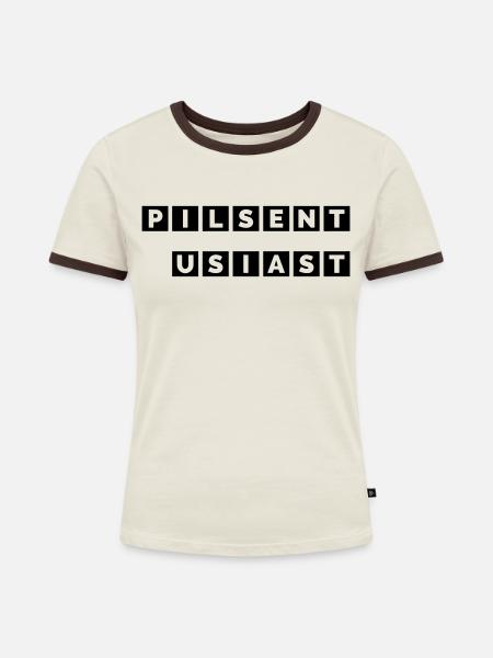 Pils-Enthusiast - Frauen Kontrast-T-Shirt - Off-White/Dunkelbraun