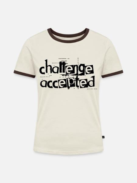 challenge: accepted - Frauen Kontrast-T-Shirt - Off-White/Dunkelbraun
