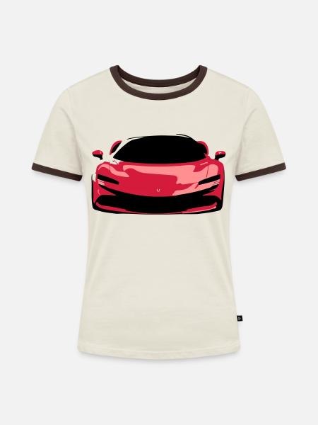 Super Car - Frauen Kontrast-T-Shirt - Off-White/Dunkelbraun