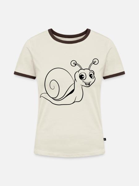 schnecke lustig süss kinder - Frauen Kontrast-T-Shirt - Off-White/Dunkelbraun