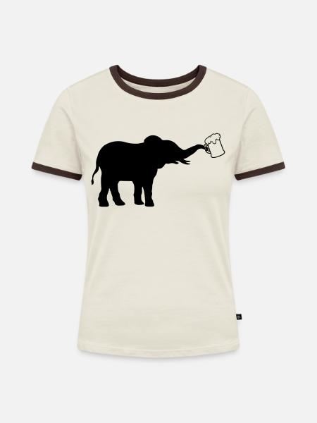 Krug Bier Elefant cool - Frauen Kontrast-T-Shirt - Off-White/Dunkelbraun