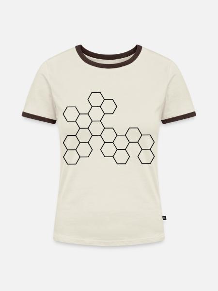 Waben - Frauen Kontrast-T-Shirt - Off-White/Dunkelbraun