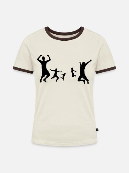 Menschen Jubel - Frauen Kontrast-T-Shirt - Off-White/Dunkelbraun