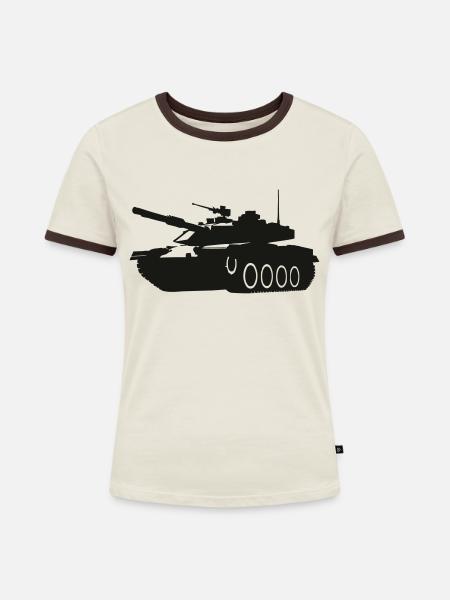 Panzer - Frauen Kontrast-T-Shirt - Off-White/Dunkelbraun