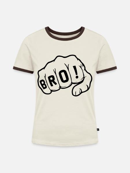 Bro Fist! - Frauen Kontrast-T-Shirt - Off-White/Dunkelbraun