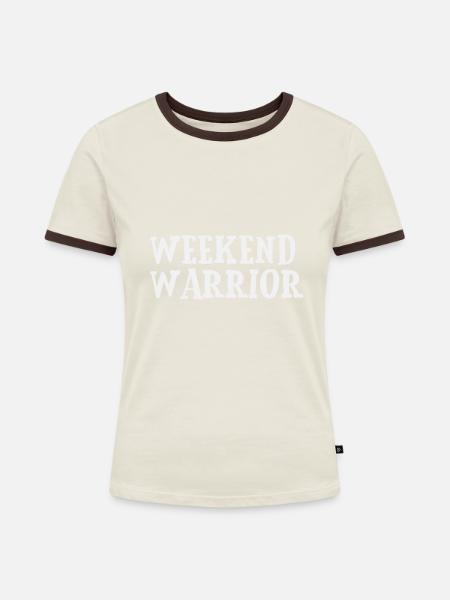 Weekend Warrior - Frauen Kontrast-T-Shirt - Off-White/Dunkelbraun