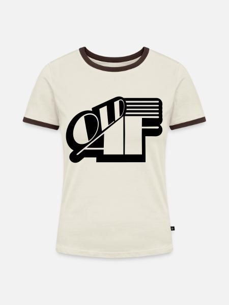 old AF Text Logo - Frauen Kontrast-T-Shirt - Off-White/Dunkelbraun