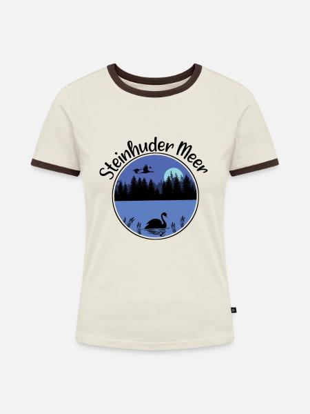 Steinhuder Meer - Frauen Kontrast-T-Shirt - Off-White/Dunkelbraun
