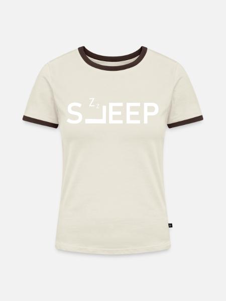 Sleep Logo - Frauen Kontrast-T-Shirt - Off-White/Dunkelbraun