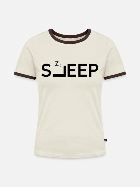 Sleep Logo - Frauen Kontrast-T-Shirt - Off-White/Dunkelbraun