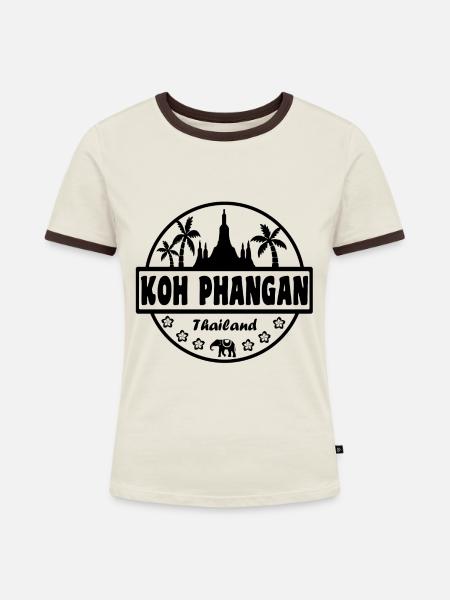 Koh Phangan Thailand - Frauen Kontrast-T-Shirt - Off-White/Dunkelbraun