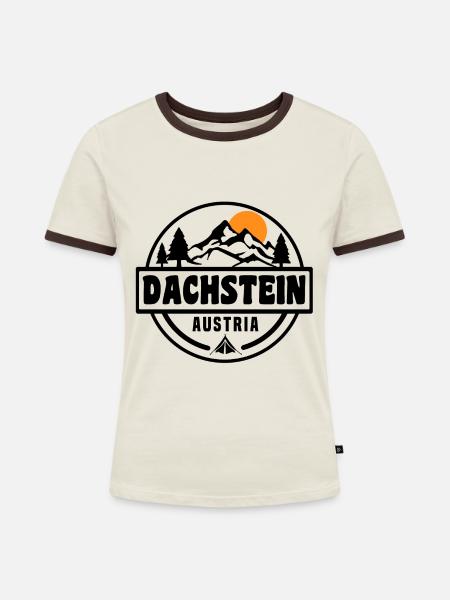 Dachstein - Frauen Kontrast-T-Shirt - Off-White/Dunkelbraun
