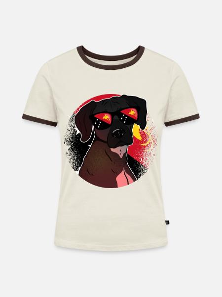 Papua-Neuguinea - Frauen Kontrast-T-Shirt - Off-White/Dunkelbraun