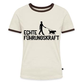 Echte Führungskraft Mann - Frauen Kontrast-T-Shirt - Off-White/Dunkelbraun - Vorne - AI Model Female 172 dark (172cm)