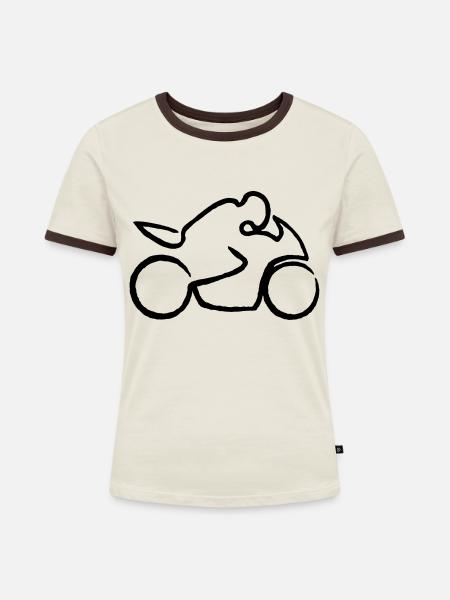 motorcycle - Frauen Kontrast-T-Shirt - Off-White/Dunkelbraun