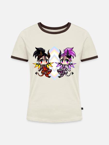 Barmherzigkeit - Frauen Kontrast-T-Shirt - Off-White/Dunkelbraun