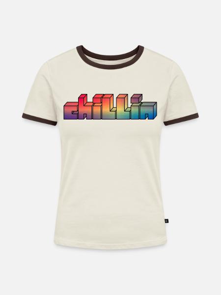 colourful chillin - Frauen Kontrast-T-Shirt - Off-White/Dunkelbraun