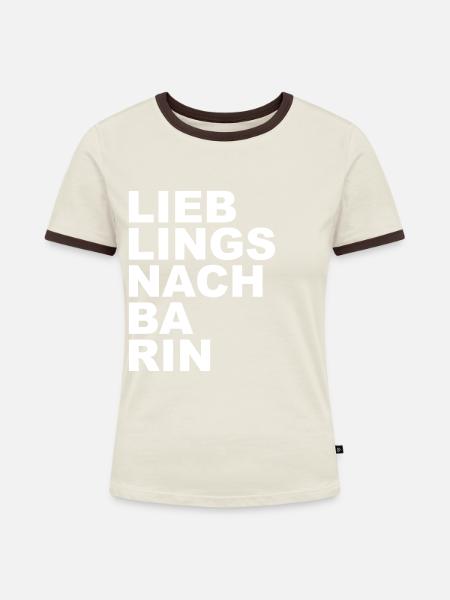 Lieblingsnachbarin - Frauen Kontrast-T-Shirt - Off-White/Dunkelbraun