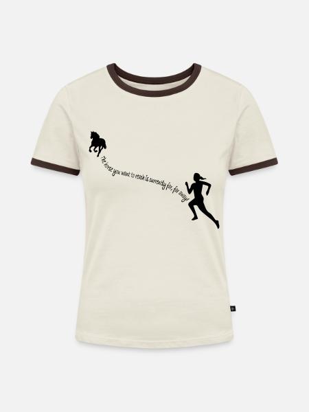 far away - Frauen Kontrast-T-Shirt - Off-White/Dunkelbraun