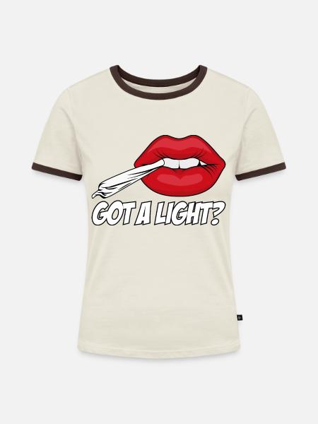Hast du Feuer? - Frauen Kontrast-T-Shirt - Off-White/Dunkelbraun