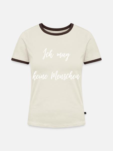 Menschen - Sarkasmus - Frauen Kontrast-T-Shirt - Off-White/Dunkelbraun
