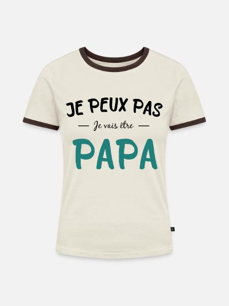 Ich werde Vater - Frauen Kontrast-T-Shirt - Off-White/Dunkelbraun