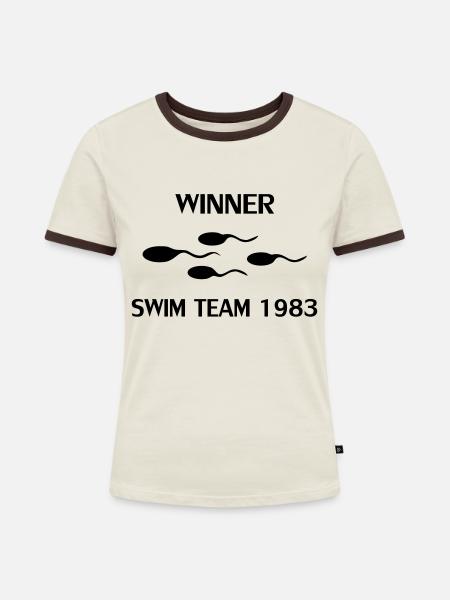 winner swim team 1983 - Frauen Kontrast-T-Shirt - Off-White/Dunkelbraun