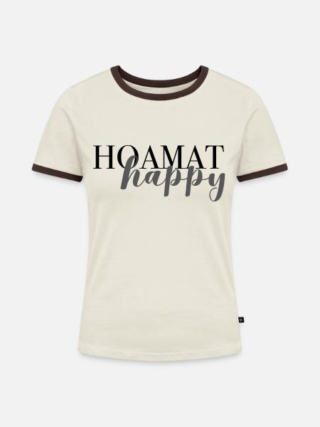 happy hoamat - Frauen Kontrast-T-Shirt - Off-White/Dunkelbraun