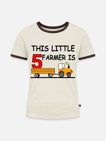 Traktor - Frauen Kontrast-T-Shirt - Off-White/Dunkelbraun