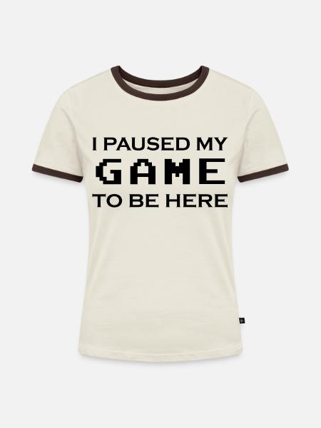 Game Gaming PC - Frauen Kontrast-T-Shirt - Off-White/Dunkelbraun