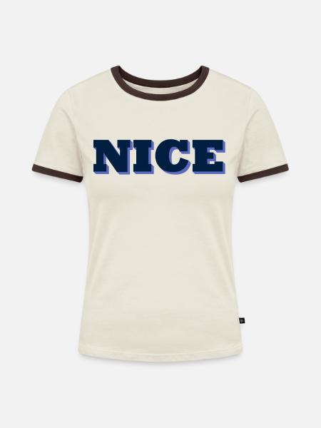 Nice - Frauen Kontrast-T-Shirt - Off-White/Dunkelbraun